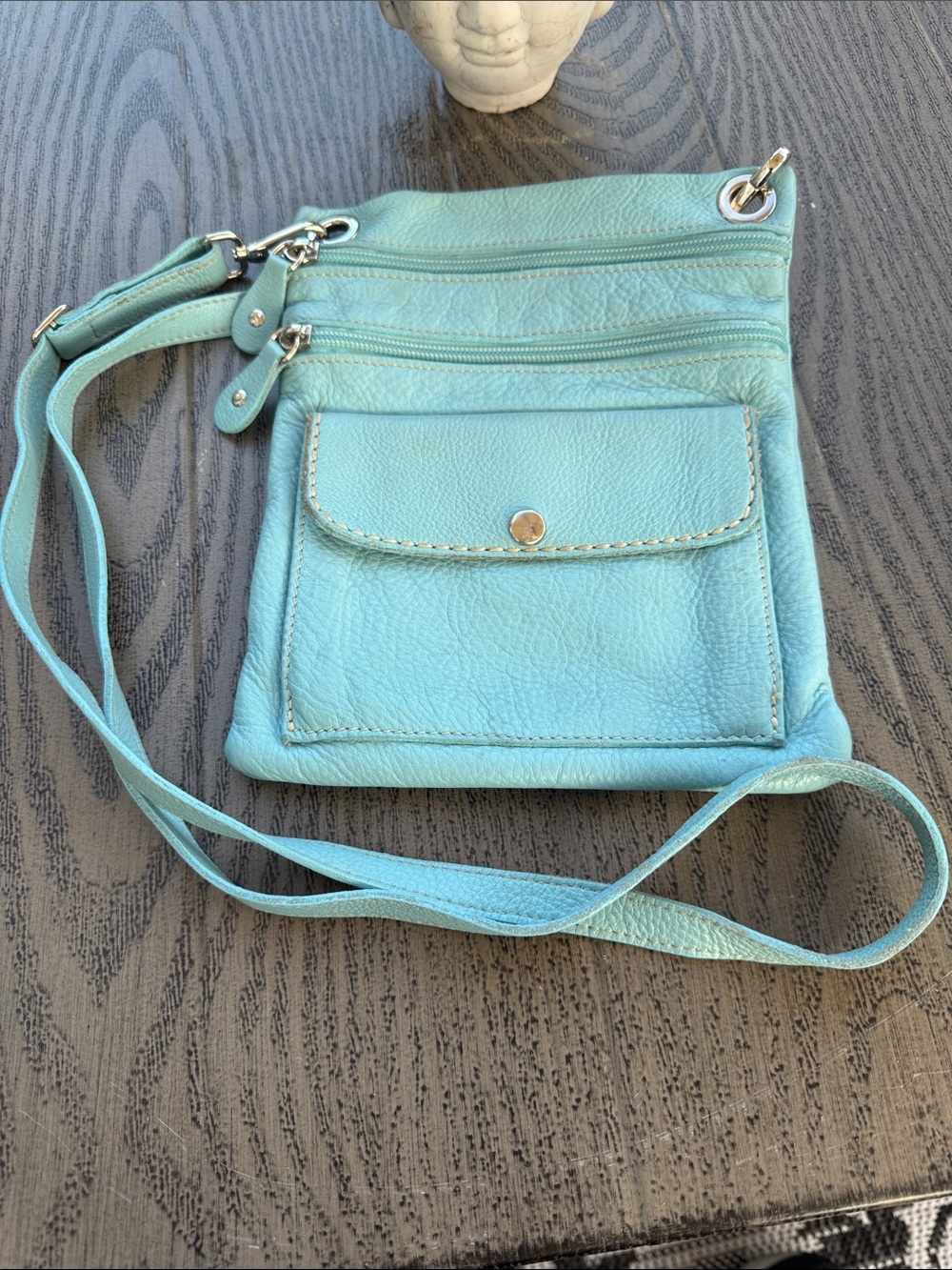 Roots Teal Blue Purple,‎ leather Crossbody Bag with Front Pocket Y2K